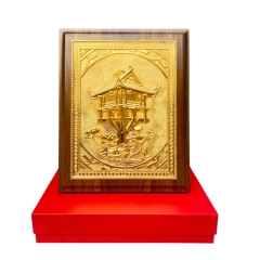 Tranh Đồng Chùa Một Cột , Mạ Vàng 24k ( 20x25cm ) - Cửu Diệu Thiên - MC013