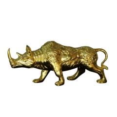 Tượng Tê Giác Phong Thủy - Đồ Đồng Cao Cấp - Cửu Diệu Thiên - THN088
