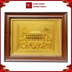 Tranh Đồng Bến Nhà Rồng - Bảo Tàng Hồ Chí Minh , Mạ Vàng 24K ( 28x34cm ) - Cửu Diệu Thiên - BR005