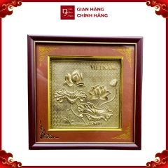 Tranh Đồng Hoa Sen ( 26x26cm ) - Cửu Diệu Thiên - SH046