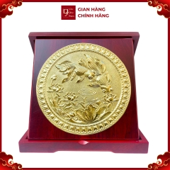 Tranh Đồng Cá Chép Hoa Sen _ Song Ngư Cát Hạnh ( Đường Kính 23cm ) - Cửu Diệu Thiên - TD036