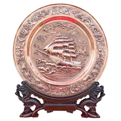 Tranh Đĩa Đồng Thuận Buồm Xuôi Gió ( 35x41cm ) - Cửu Diệu Thiên - TD001