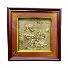 Tranh Đồng Hoa Sen ( 26x26cm ) - Cửu Diệu Thiên - SH046