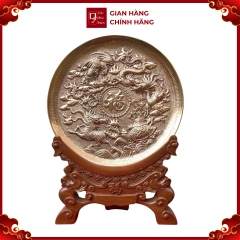 Tranh Đĩa Đồng Tứ Linh Chầu Phúc ( 35x41cm ) - Cửu Diệu Thiên - TD021