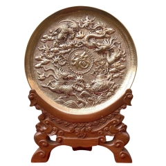 Tranh Đĩa Đồng Tứ Linh Chầu Phúc ( 35x41cm ) - Cửu Diệu Thiên - TD021