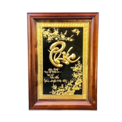 Tranh Đồng Chữ Phúc , Mạ Vàng 24K ( 38x54cm ) - Cửu Diệu Thiên - THN248