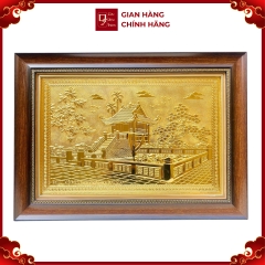 Tranh Đồng Chùa Một Cột, Mạ Vàng 24K ( 40x55cm ) - Cửu Diệu Thiên - MC024