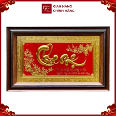 Tranh Đồng Chữ Cha Mẹ , Dát Vàng ( 50x80cm ) -Cửu Diệu Thiên - CM007