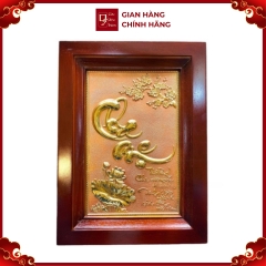 Tranh Đồng Chữ Cha Mẹ , Dát Vàng ( 54x38cm ) - Cửu Diệu Thiên -CM0012