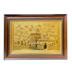 Tranh Đồng Chùa Một Cột, Mạ Vàng 24K ( 40x55cm ) - Cửu Diệu Thiên - MC024