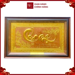 Tranh Đồng Chữ Cha Mẹ , Dát Vàng ( 50x80cm ) -Cửu Diệu Thiên - CM008