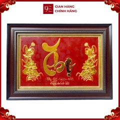 Tranh Đồng Chữ Thọ  , Dát Vàng ( 38x54cm ) - Cửu Diệu Thiên - CT004