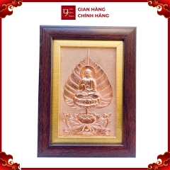 Tranh Đồng Đỏ Lá Bồ Đề Hình Tượng Phật ( 15x20cm ) - Cửu Diệu Thiên - BD012