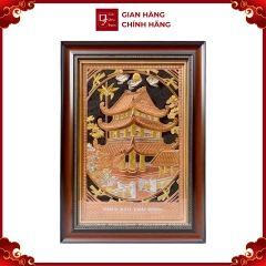 Tranh Đồng Chùa Keo - Đồng Đỏ, Dát Điểm Vàng Bạc (38x54cm) - Cửu Diệu Thiên - CK004