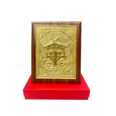 Tranh Đồng Chùa Một Cột - Đồng Đỏ, Giả Cổ ( 20x25cm ) - Cửu Diệu Thiên - MC021