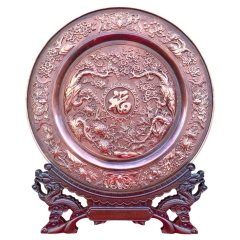 Tranh Đĩa Đồng Tứ Linh Châu Phúc ( 35x41cm ) - Cửu Diệu Thiên - TD019