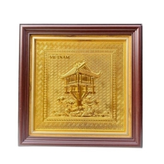 Tranh Đồng Chùa Một Cột, Dát Vàng ( 30x30cm ) - Cửu Diệu Thiên - MC025