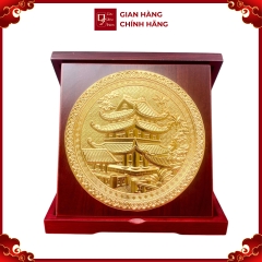 Tranh Đồng Chùa Một Cột , Mạ Vàng 24k  ( Đường Kính 23 cm ) - TD032