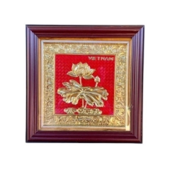 Tranh Đồng Hoa Sen ( 26x26cm ) - Cửu Diệu Thiên - SH040
