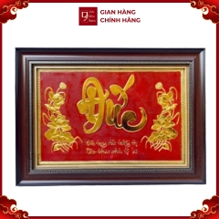Tranh Đồng Chữ Đức , Dát Vàng ( 38x54cm ) - Cửu Diệu Thiên - CD003