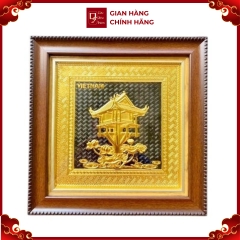 Tranh Đồng Chùa Một Cột, Dát Vàng ( 30x30cm ) - Cửu Diệu Thiên - MC026