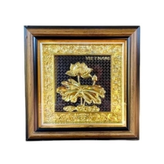 Tranh Đồng Hoa Sen ( 26x26cm ) - Cửu Diệu Thiên - SH039