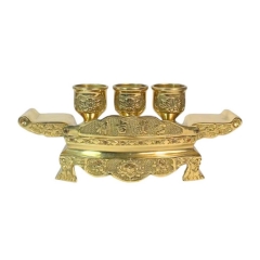 Bộ Kỷ Ngai 3 Chén - Đồng Vàng Cao Cấp - Cửu Diệu Thiên - KN004