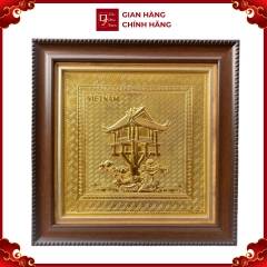 Tranh Đồng Chùa Một Cột , Mạ Vàng 24K ( 30x30cm ) - Cửu Diệu Thiên - MC008