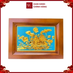 Tranh Đồng Hoa Sen , Dát Vàng ( 28x38cm ) - Cửu Diệu Thiên - SH027