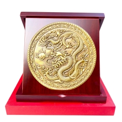 Tranh Đồng Vàng Rồng Phú Quý ( Đường Kính 23cm )  - Cửu Diệu Thiên - RV002