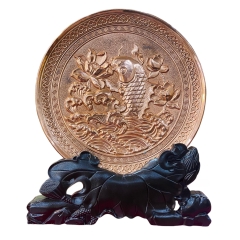 Tranh Đồng Đĩa Cá chép Hoa Sen ( Đường Kính 19cm ) - Cửu Diệu Thiên - CH002