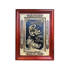 Tranh Đồng Chữ Phúc, Khung Gỗ Gụ ( 81x107cm ) - Cửu Diệu Thiên - THN244