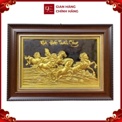 Tranh Đồng Mã Đáo Thành Công , Dát Vàng ( 28x38cm ) - Cửu Diệu Thiên - MD002