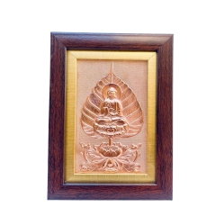 Tranh Đồng Đỏ Lá Bồ Đề Hình Tượng Phật ( 15x20cm ) - Cửu Diệu Thiên - BD012