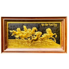 Tranh Đồng Mã Đáo Thành Công , Dát Vàng ( 50x90cm ) - Cửu Diệu Thiên - MD0012