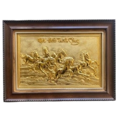 Tranh Đồng Mã Đáo Thành Công , Dát Vàng ( 25x35cm ) - Cửu Diệu Thiên - MD004