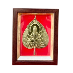 Tranh Đồng Vàng Lá Bồ Đề Hình Tượng Phật ( 20x25cm ) - Cửu Diệu Thiên - BĐ001