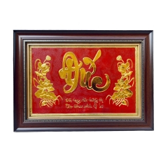 Tranh Đồng Chữ Đức , Dát Vàng ( 38x54cm ) - Cửu Diệu Thiên - CD003