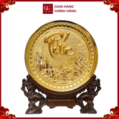 Tranh Đĩa Đồng Chữ Phúc , Mạ Vàng 24K ( Đường Kính 19cm ) - Cửu Diệu Thiên - ĐC002
