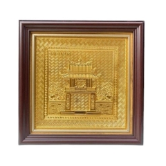 Tranh Đồng Khuê Văn Các , Mạ Vàng 24K ( 30x30cm ) - Cửu Diệu Thiên - THN263
