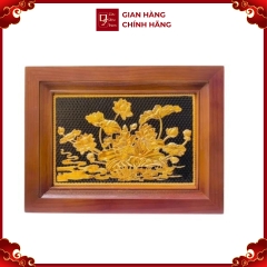 Tranh Đồng Hoa Sen , Dát Vàng ( 28x38cm ) - Cửu Diệu Thiên - SH022