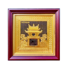 Tranh Đồng Khuê Văn Các , Mạ Vàng 24K ( 30x30cm ) - Cửu Diệu Thiên - THN263