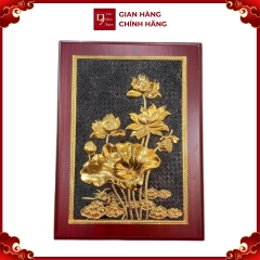 Tranh Đồng Hoa Sen Mạ Vàng 24k ( 32x23cm ) - Cửu Diệu Thiên  - ĐH002