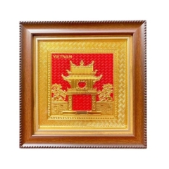 Tranh Đồng Khuê Văn Các , Mạ Vàng 24K ( 30x30cm ) - Cửu Diệu Thiên - THN264