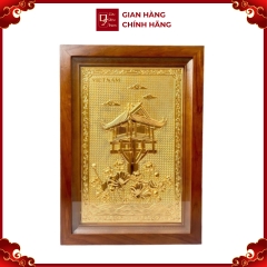 Tranh Đồng Chùa Một Cột , Mạ Vàng 24K ( 38x54cm ) - Cửu Diệu Thiên - MC0017