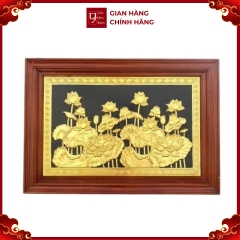 Tranh Đồng Hoa Sen , Dát Vàng ( 61x88cm ) - Cửu Diệu Thiên - SH024