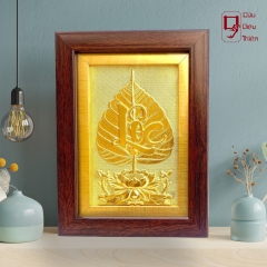 Tranh Đồng Lá Bồ Đề Chữ Lộc Mạ Vàng 24k ( 15x20cm ) - Đồ Đồng Cao Cấp - Cửu Diệu Thiên