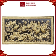 Tranh Sen Hạc - Đồ Đồng Cao Cấp - Cửu Diệu Thiên - THN408