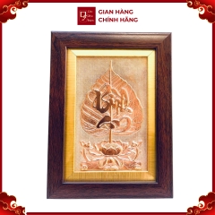 Tranh Đồng Đỏ Lá Bồ Chữ Bình An ( 15x20cm ) - Cửu Diệu Thiên - BD013
