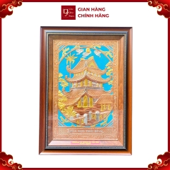 Tranh Đồng Chùa Keo - Đồng Đỏ, Dát Điểm Vàng Bạc (40x55cm) - Cửu Diệu Thiên - CK005